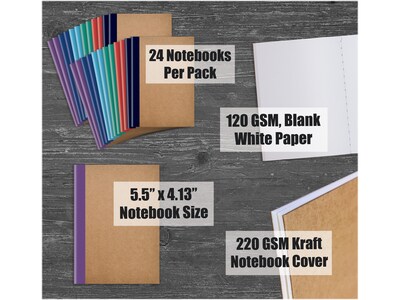 Better Office Customizable Notebook, 4.13 x 5.5, 24 Sheets, Kraft, 24/Pack (25040-24PK)