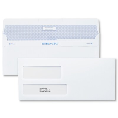 Staples Reveal-N-Seal Security Tinted #9 Business Envelopes, 3 7/8 x 8 7/8, White, 500/Box (SPL177
