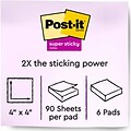 Post-it Recycled Super Sticky Notes, 4 x 4, Oasis Collection, Lined, 90 Sheet/Pad, 6 Pads/Pack (67