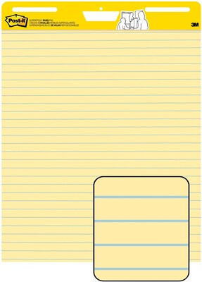 Post-it Super Sticky Easel Pad, 25 x 30 in., 2 Pads, 30 Sheets/Pad, Lined, 2x the Sticking Power, Canary Yellow