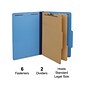 Quill Brand® 2/5-Cut Tab Pressboard Classification File Folders, 2-Partitions, 6-Fasteners, Legal, Blue, 15/Box (7-39026)