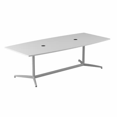 Bush Business Furniture 96W x 42D Boat Shaped Conference Table with Metal Base, White (99TBM96WHSVK)