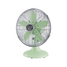 Good Housekeeping Oscillating Desk Fan, 3-Speed, Silver/Green (92607)