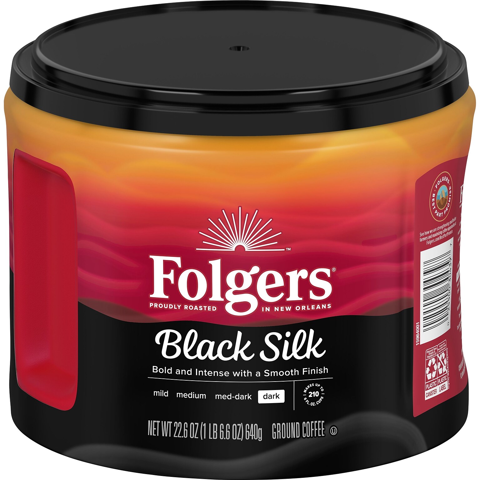 Folgers Black Silk Ground Coffee, Dark Roast, 22.6 oz. (02054)