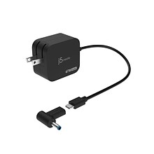 j5create GaN 67W USB Type-C Mini Charger with 4.5mm DC Converter, Black (JUP1565)