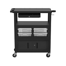 Luxor Mobile Deluxe Teacher Cart with Swivel Wheels, Black/Gray (ECMBSKBC-B)