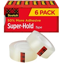 Scotch Super-Hold Transparent Clear Tape Refill, 0.75 x 27.77 yds., 1 Core, Clear, 6 Rolls/Pack (7