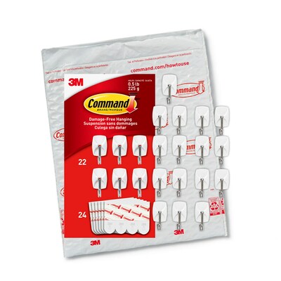 Command Small Wire Hooks, White, 22 Hooks/Pack (17067-22NA)