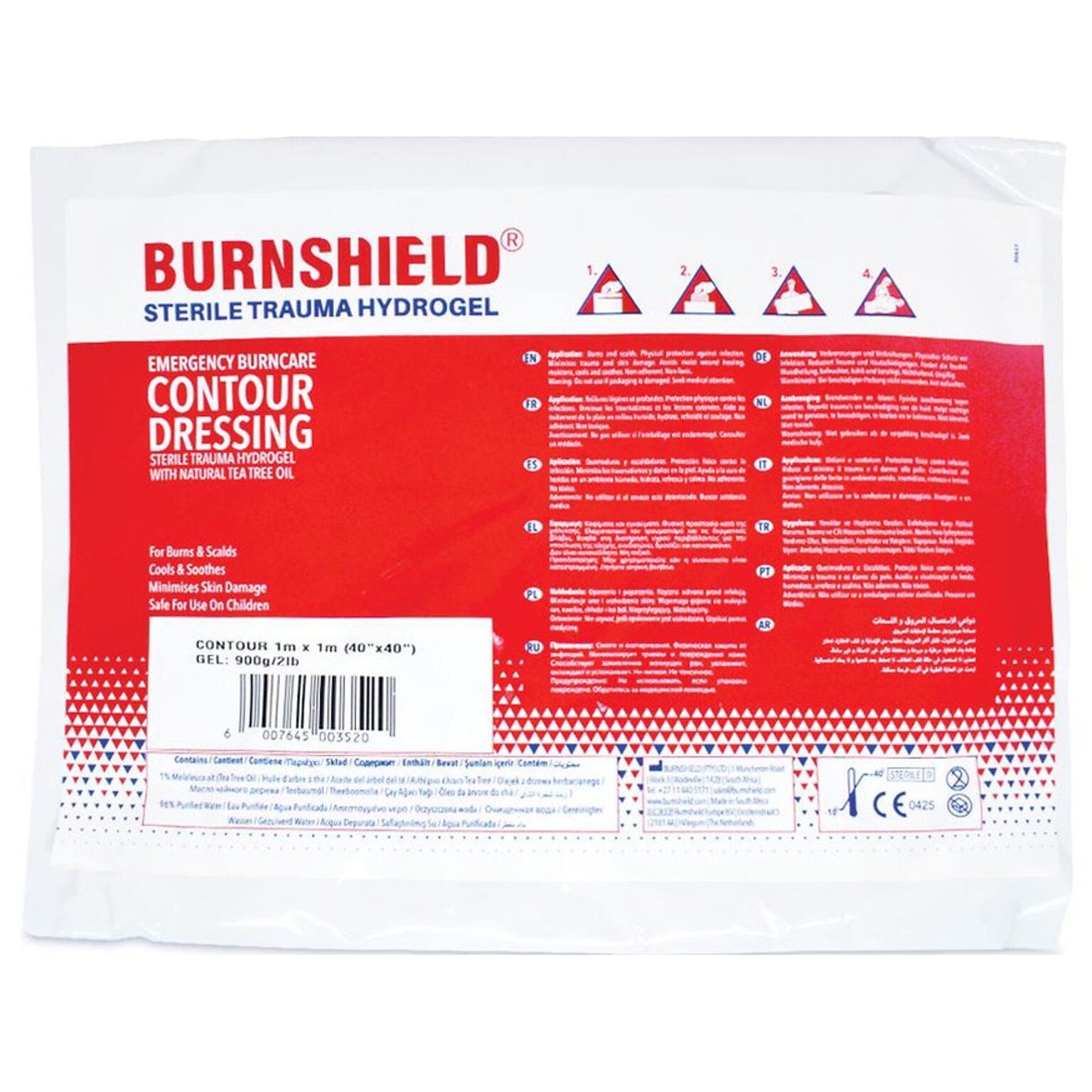 Burnshield Sterile Trauma Hydrogel Contour Burn Dressing, 40 x 40 (881006)