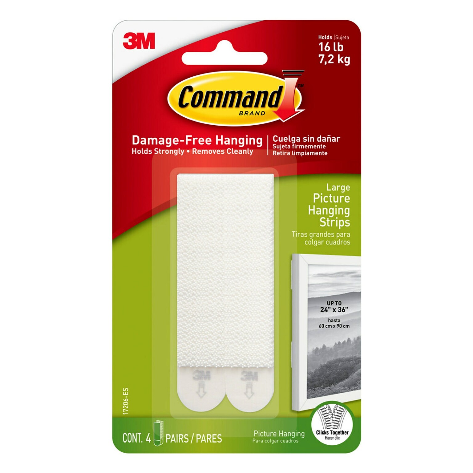 Command Large Picture Hanging Strips, White, 4 Pairs/Pack (17206-ES)