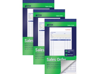 Better Office 2-Part Carbonless Sales Order Book, 4.13 x 7.19, 50 Sets/Book, 3 Books/Pack (66003-3