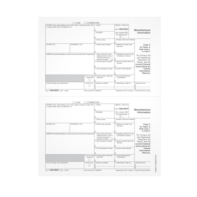 TOPS 2023 1099-MISC Tax Form, 1-Part, Copy C/2 Payer or State, 100/Pack (LMISCPAY2)