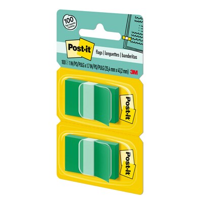 Post-it Flags, 1" Wide, Green, 100 Flags/Pack (680-GN2)