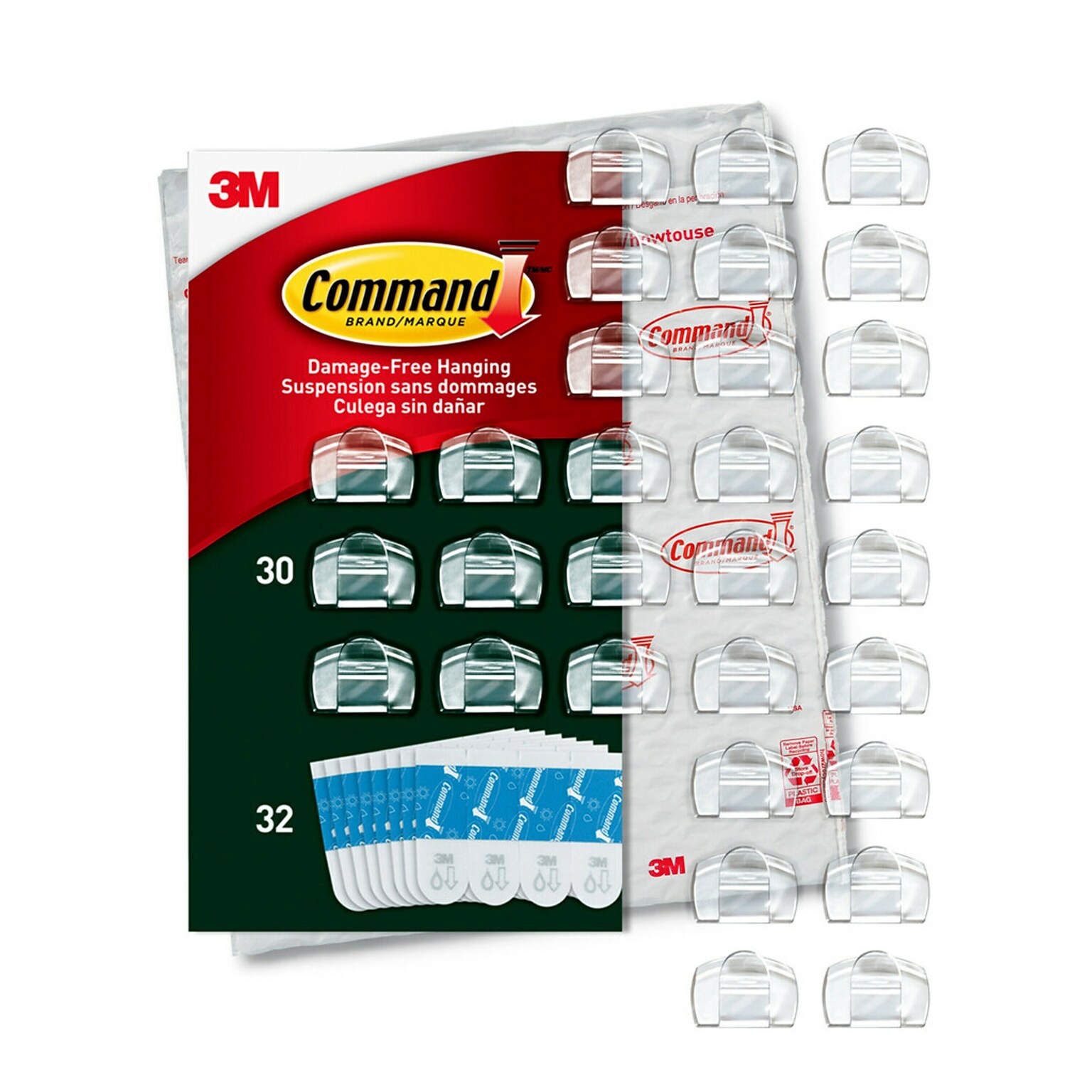 Command™ Outdoor Light Clips with Foam Strips, Clear, 30/Pack (17017CLRAW30NA)