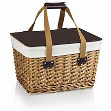 Canasta Wicker Basket, (Beige Canvas with Brown Lid)