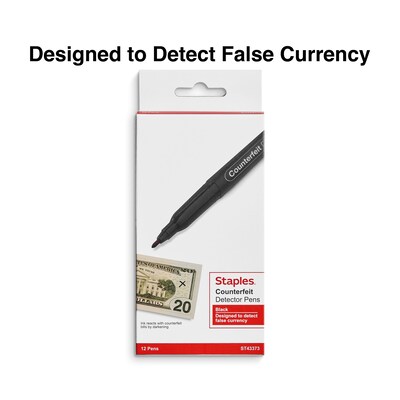 Staples® Counterfeit Pens, Black, 12/Pack (ST43373-CC)