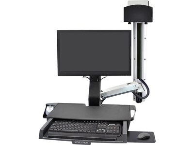 Ergotron StyleView Adjustable Combo System with Work Surface, Up to 24 Monitor, Polished Aluminum (