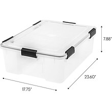 Iris WeatherPro Stackable Polypropylene Storage Box, 7.88 x 23.6 x 17.75, 41 Qt., Clear, 4/Pack (