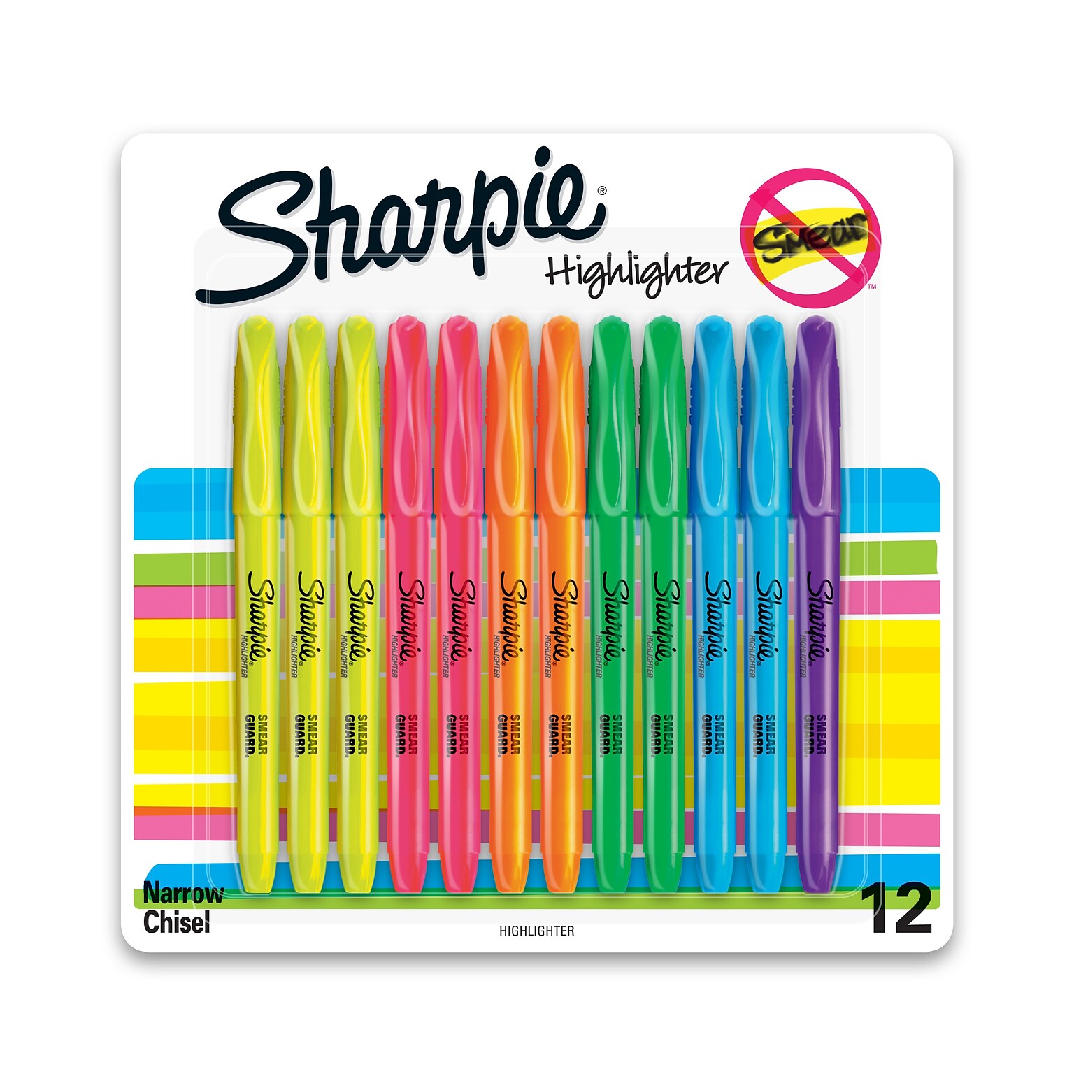 Sharpie Stick Highlighter, Chisel Tip, Assorted, Dozen (27145)