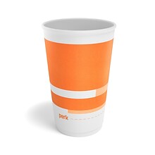 Perk™ Insulated Double Wall Paper Hot Cup, 16 oz., White/Orange, 30/Pack (PK59484)