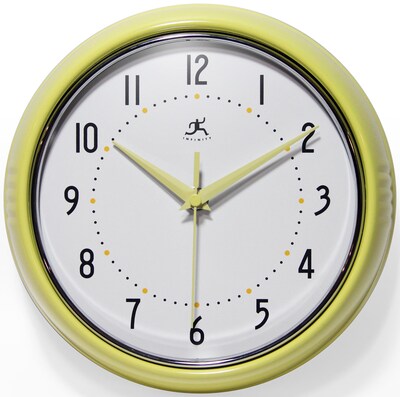 Infinity Instruments Round Retro Wall Clock, Aluminum, 9.5 (10940-AURA)