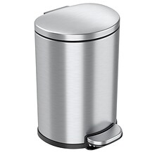 iTouchless SoftStep Semi-Round Stainless Steel Step Trash Can with Hinged Lid, 1.85 Gallon (IP02DSS)