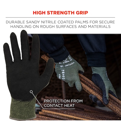 Ergodyne ProFlex 7042 Nitrile Coated Cut-Resistant Gloves, ANSI A4, Heat Resistant, Green, XXL, 12 Pair (10336)