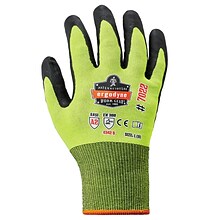 Ergodyne ProFlex 7022 Hi-Vis Nitrile Coated Cut-Resistant Gloves, ANSI A2, Dry Grip, Lime, Small, 14