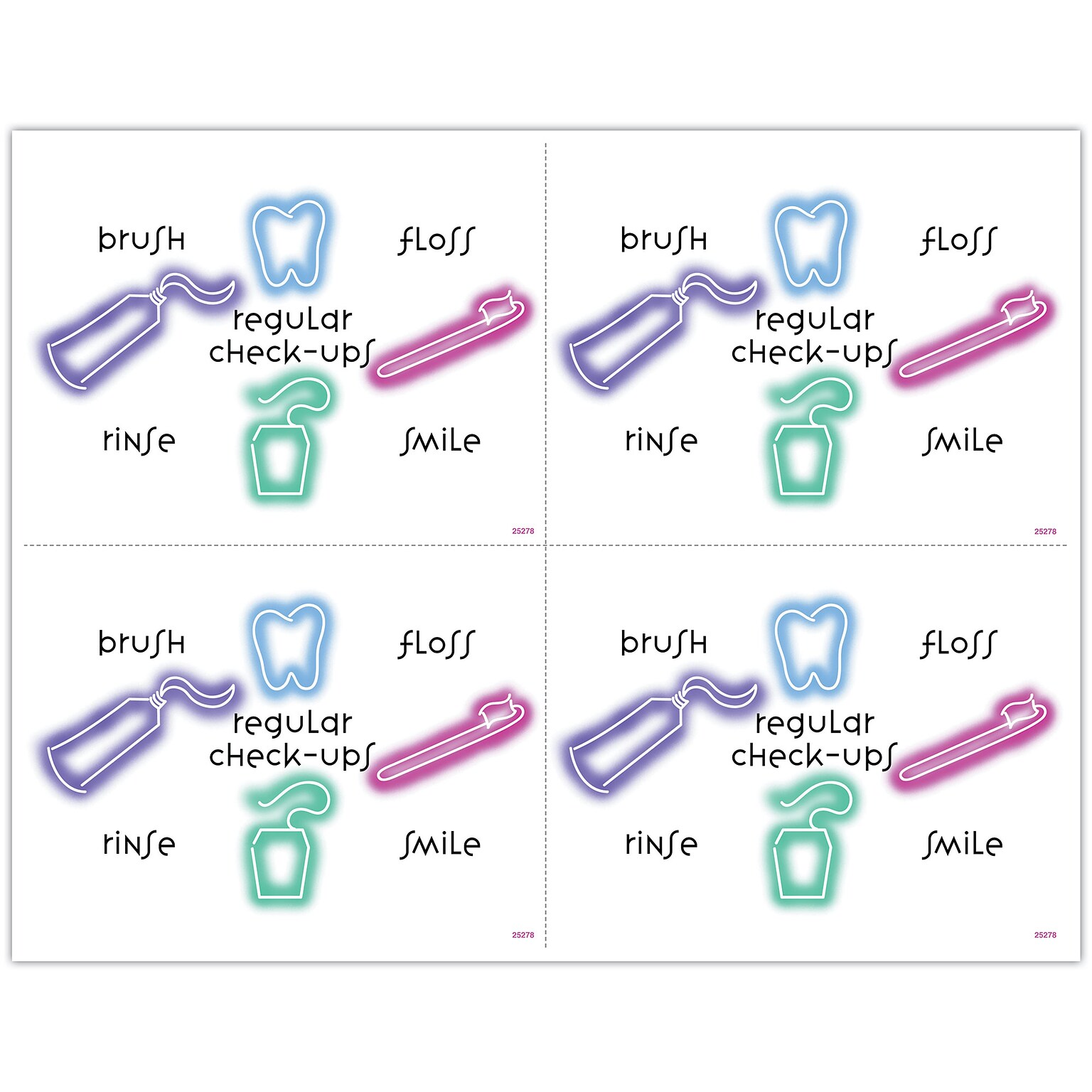 Gentle Dental Postcards; for Laser Printer; Regular Check-ups, 100/Pk