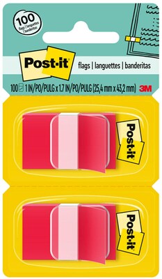 Post-it Flags, 1" Wide, Red, 100 Flags/Pack (680-RD2)