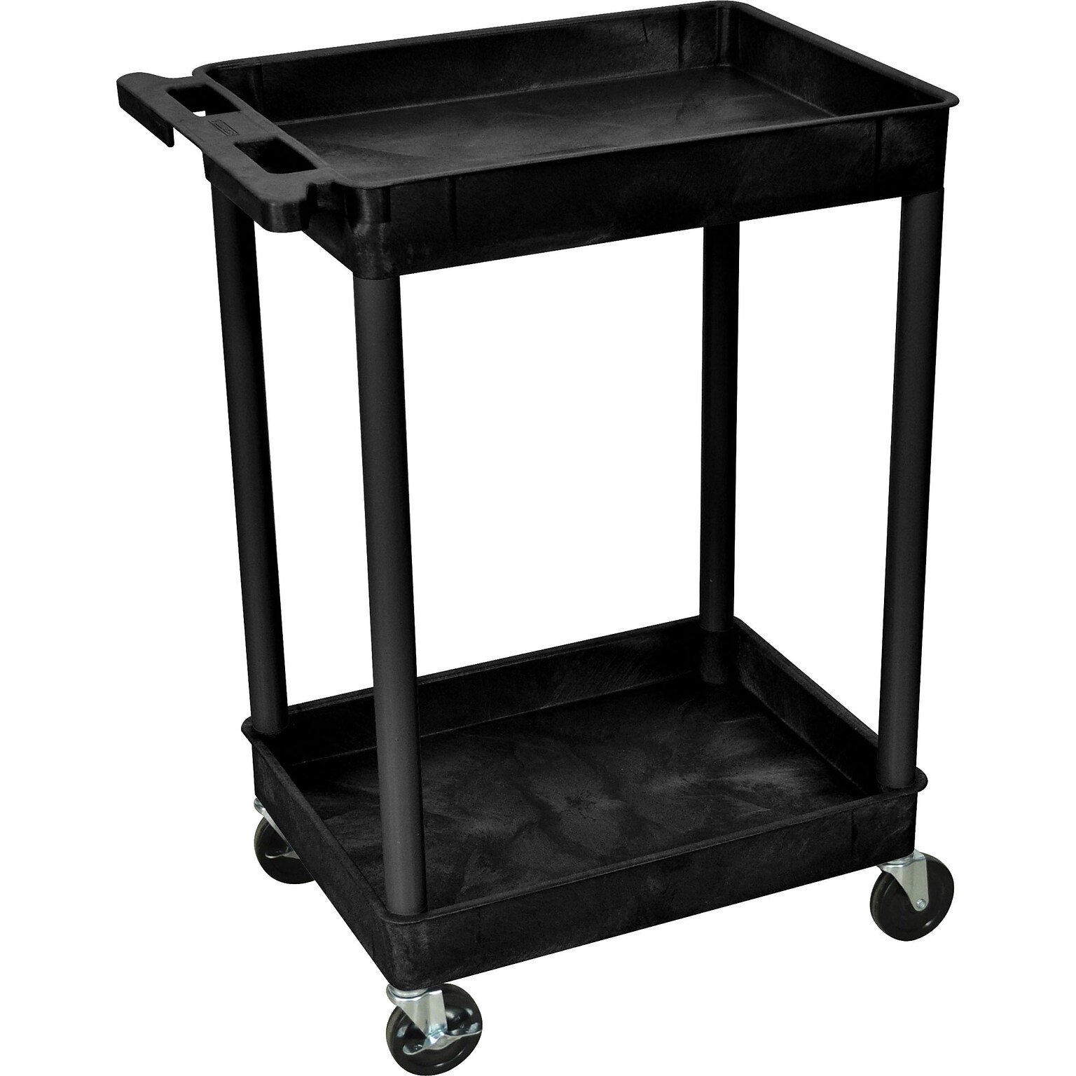 Luxor® Heavy-Duty Mobile Utility Cart; 2-shelf; Black; 37-1/2Hx24Wx18D