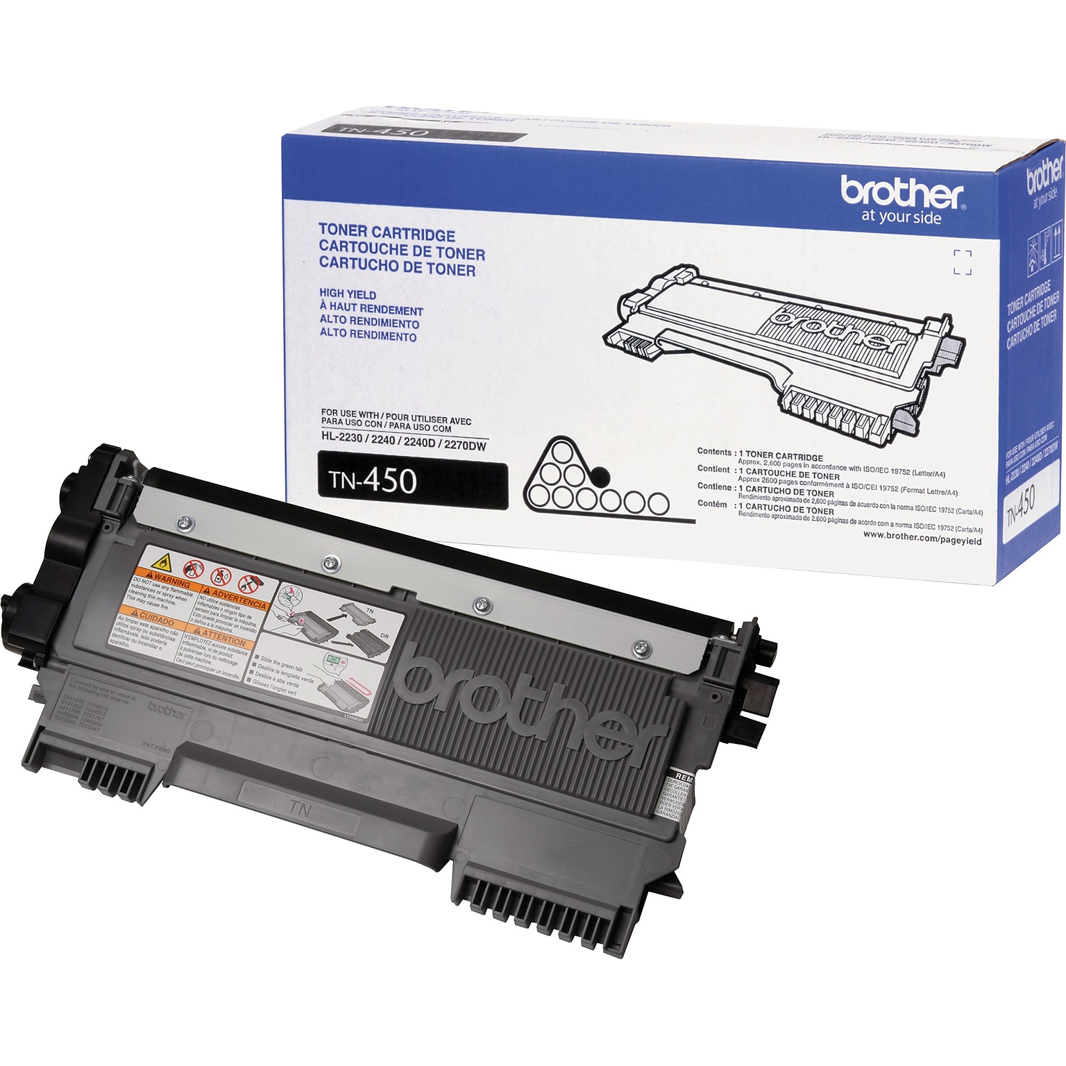 Quill Exclusive 3-Pack: Brother Genuine TN450 Black High Yield Original Laser Toner Cartridge (Lifetime Warranty)