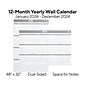 2024 Staples 48" x 32" Dry Erase Wall Calendar, Gray/White (ST58450-24)