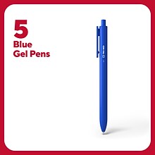 TRU RED™ Retractable Quick Dry Gel Pens, Medium Point, 0.7mm, Blue, 5/Pack (TR54495)