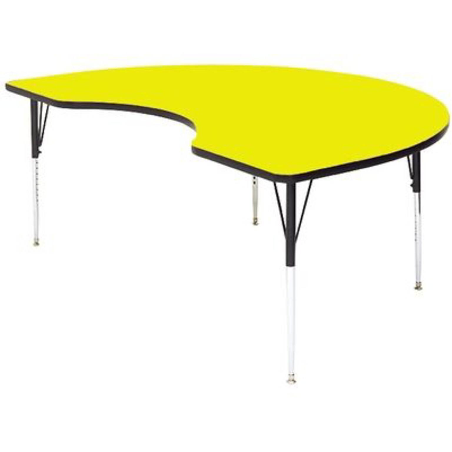 Correll® 48D x 72L Kidney Shaped Heavy Duty Activity Table; Yellow High Pressure Laminate Top