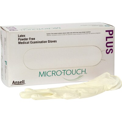 Ansell Micro-Touch Powder Free Cream Latex Gloves, Large, 75/Box (102959BX)