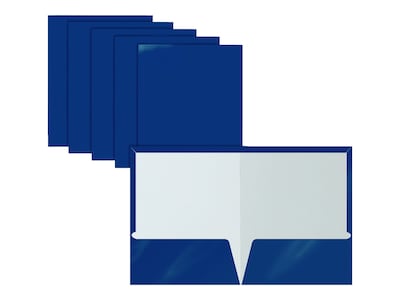 Better Office Glossy 2-Pocket Portfolio Folder, Blue, 25/Pack (80182-25PK)