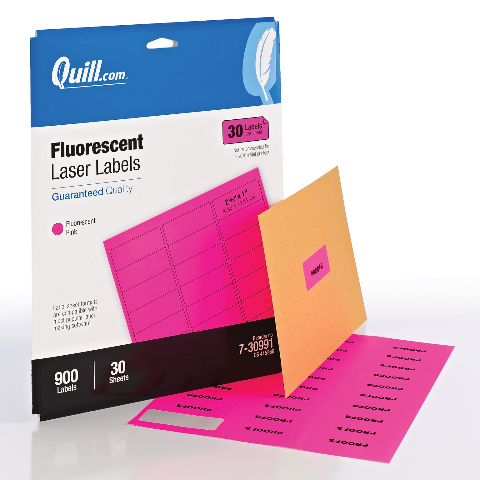 Quill Brand® Laser Address Labels, 1 x 2-5/8, Neon Pink, 900 Labels (Comparable to Avery 5970)