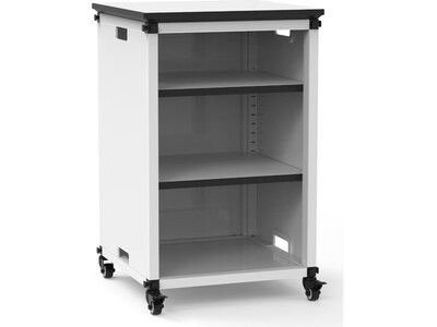 Luxor Mobile 3-Section Modular Classroom Bookshelf, 29H x 18.25W x 18.25D, White (MBSCB01)