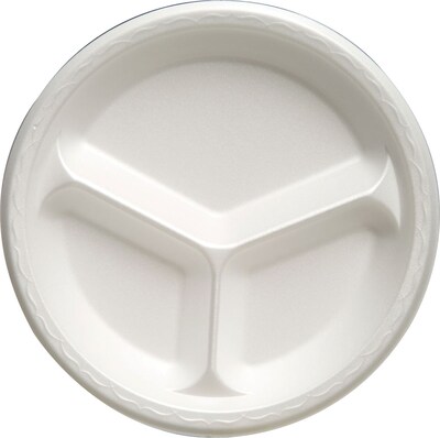 Genpak® 81300 Foam Plate; 3 Compartments, White, 10 1/4(Dia), 500/Pack