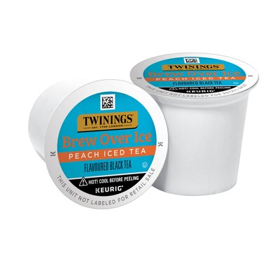 Twinings Brew Over Ice Peach Iced Black Tea, Keurig® K-Cup® Pods, 24/Box (F17280)