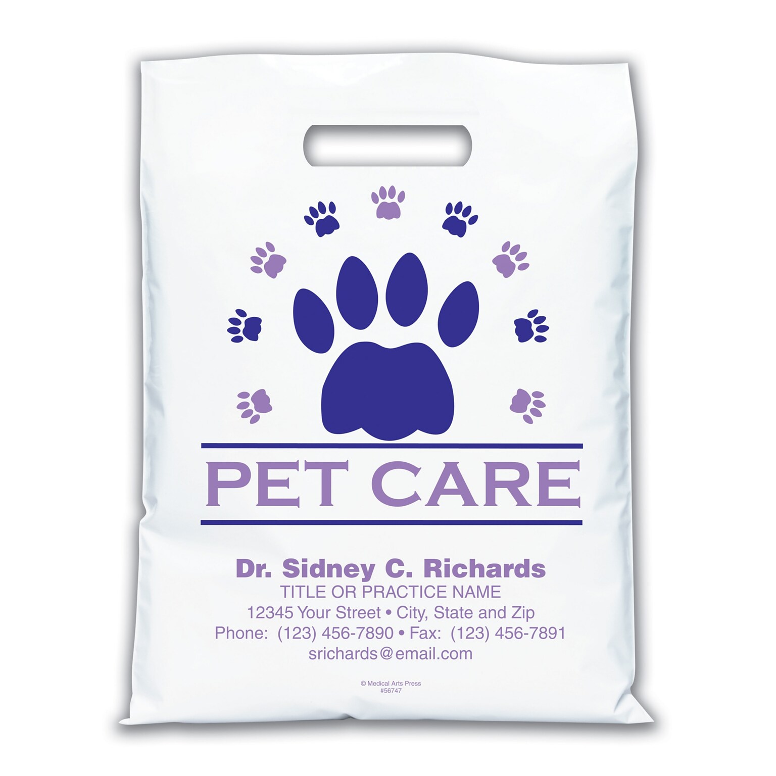 Medical Arts Press® Veterinary Personalized Large 2-Color Supply Bags; 9 x 13, Paw Prints, Pet Care, 100 Bags, (56747)