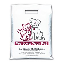 Medical Arts Press® Veterinary Personalized Large 2-Color Supply Bags; 9 x 13, Cat/Dog, We Love You