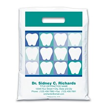 Medical Arts Press® Dental Personalized Large 2-Color Supply Bags; 9 x 13, Tooth Quilt, 100 Bags, (