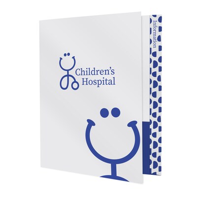 Custom 1 Color File Folder with Two Reinforced Pockets, 10pt. White Semi-Gloss Stock, 50/Pack
