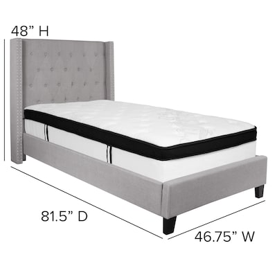 Flash Furniture Riverdale Tufted Upholstered Platform Bed in Light Gray Fabric with Memory Foam Mattress, Twin (HGBMF41)