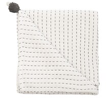 White and Black Stitched Stripe Blanket