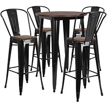 Flash Furniture Metal/Wood Restaurant Bar Table Set, 42H, Black (CHWDTBCH25)