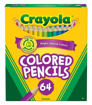 Crayola Kids Colored Pencil Set, Assorted Colors, 64 Pencils/Box (68-3364)