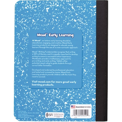 Mead Grades K-2 Primary Journal Composition Notebooks, 7.5" x 9.75", Wide Ruled, 100 Sheets, Blue (1040315)